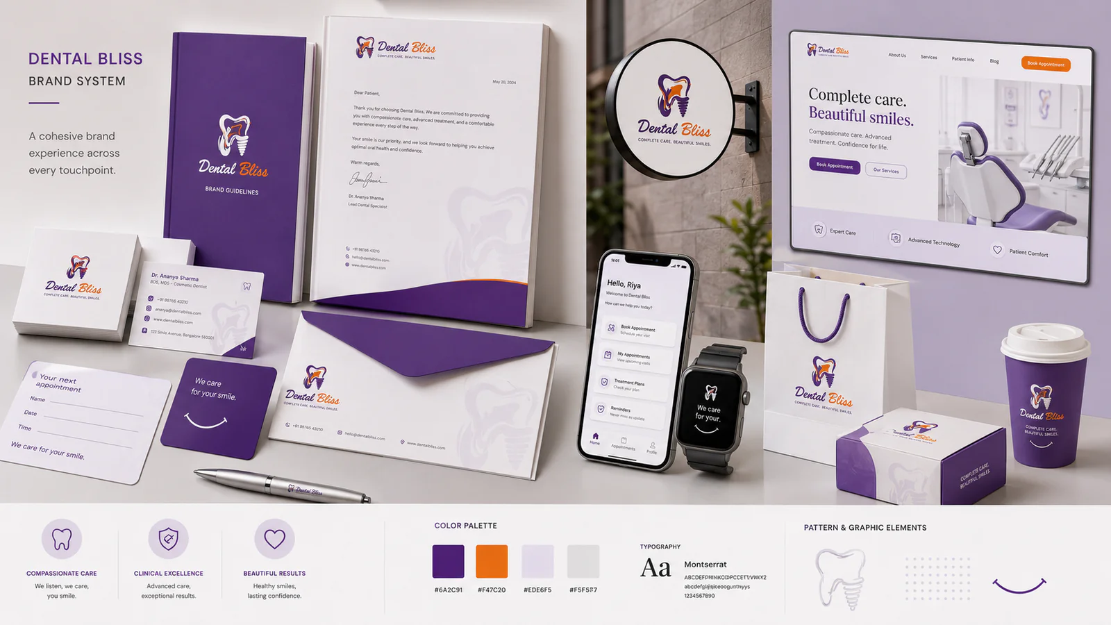 Complete Dental Bliss brand ecosystem and design system