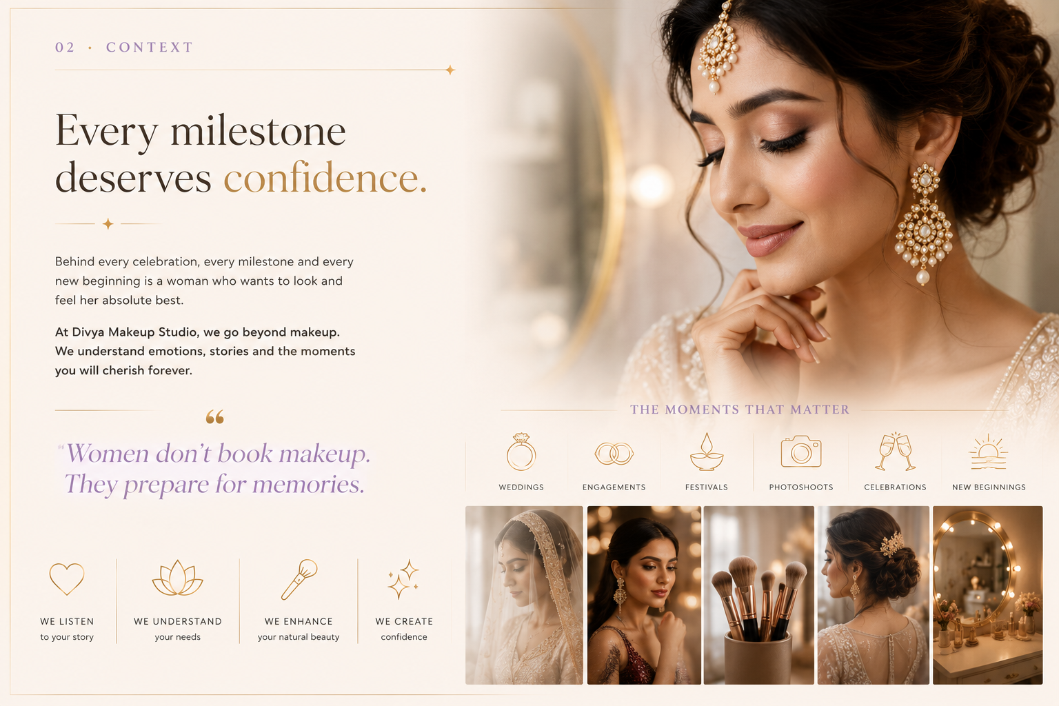 Divya Makeup Studio beauty brand context and positioning