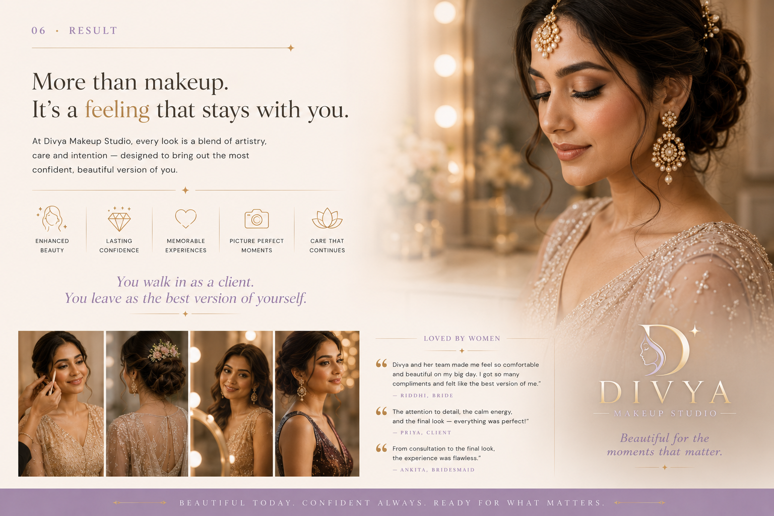 Divya Makeup Studio final brand rollout and premium beauty outcome