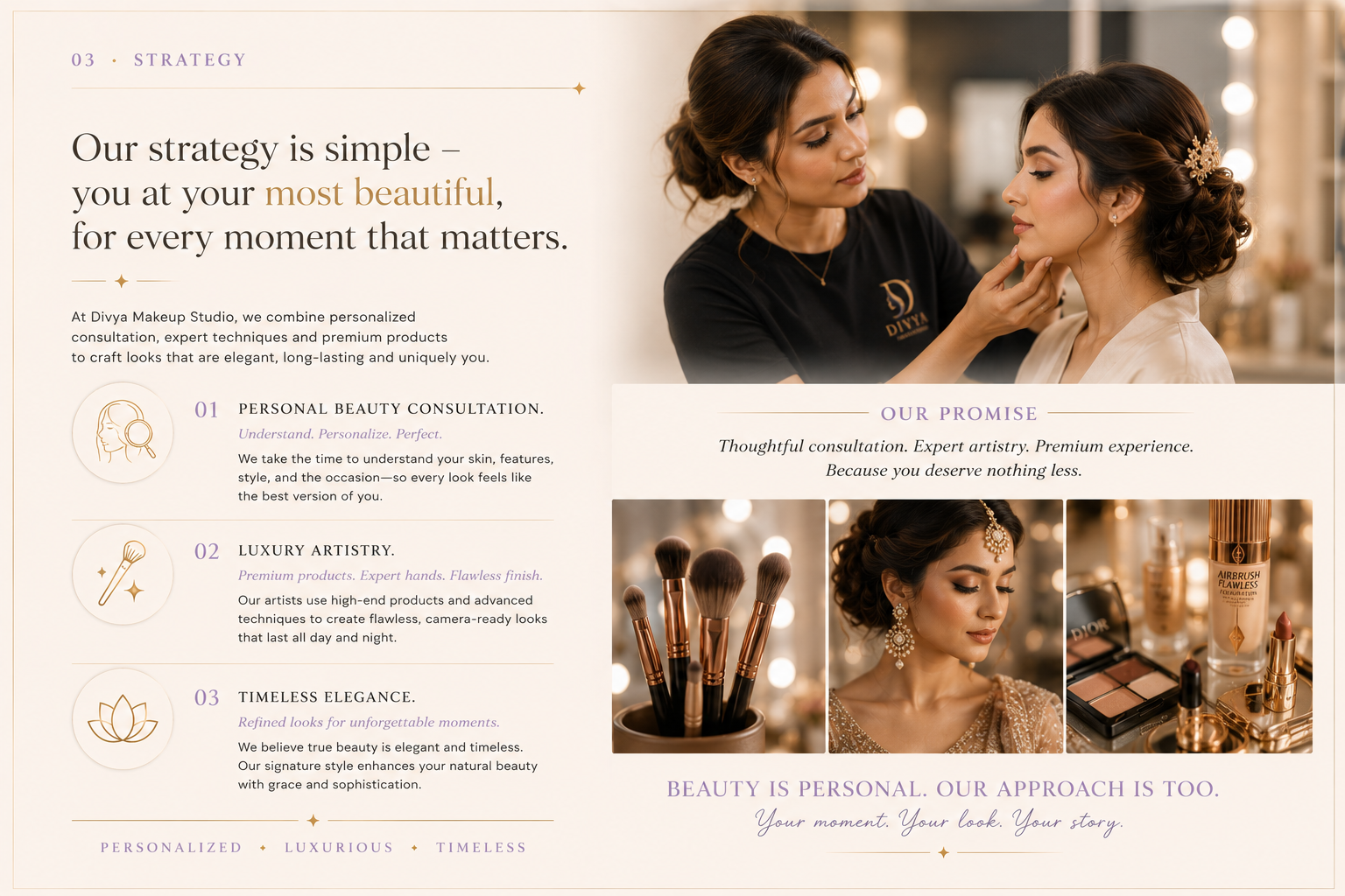 Divya Makeup Studio beauty strategy and brand direction