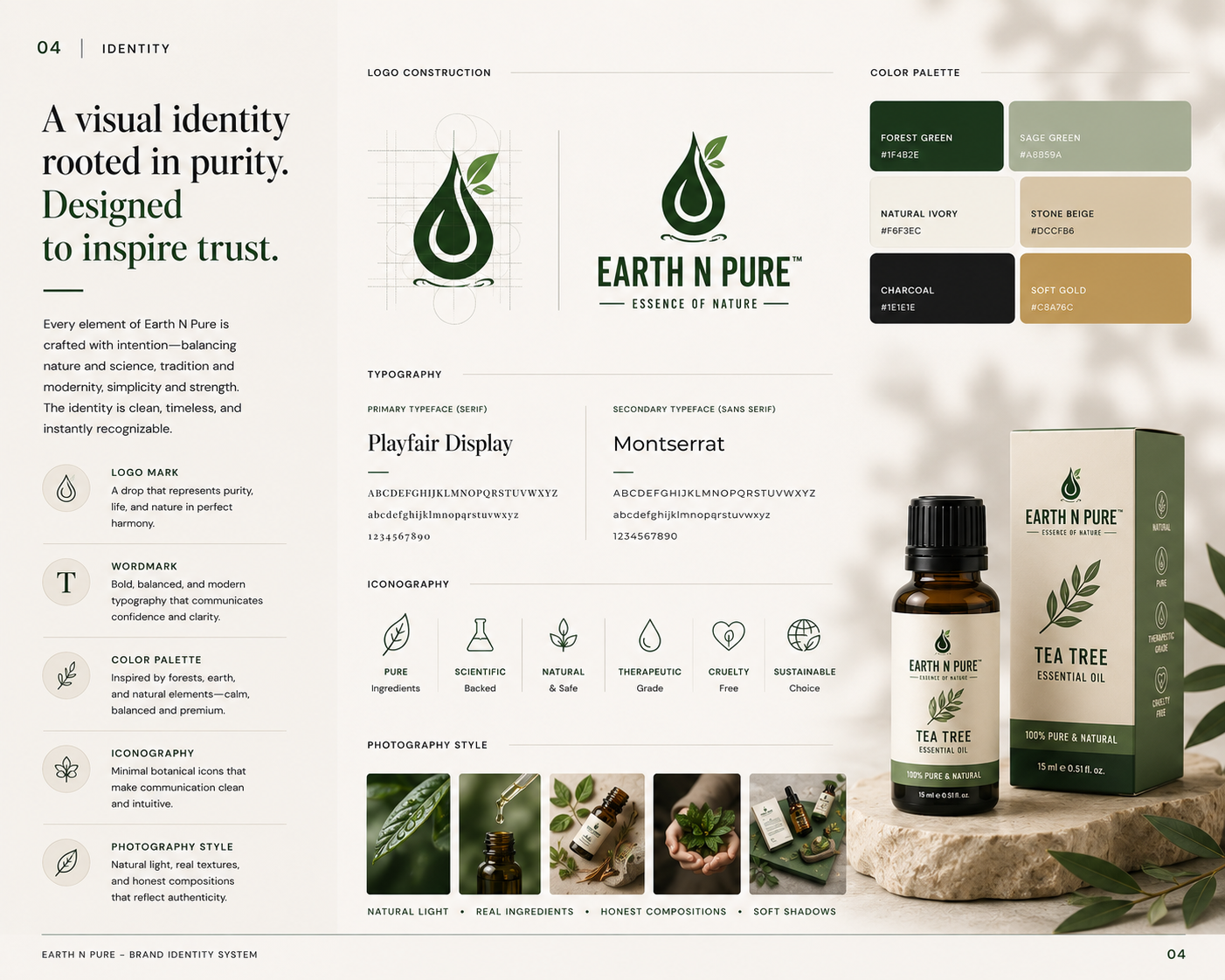 Earth N Pure visual identity and packaging system